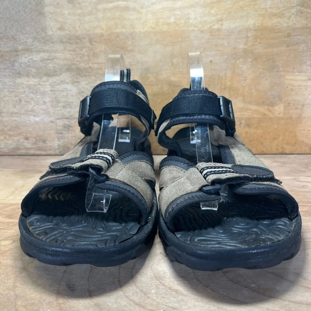 Route 66 Mens Size 10 Open Faced Leather Sandals Shoes Brown